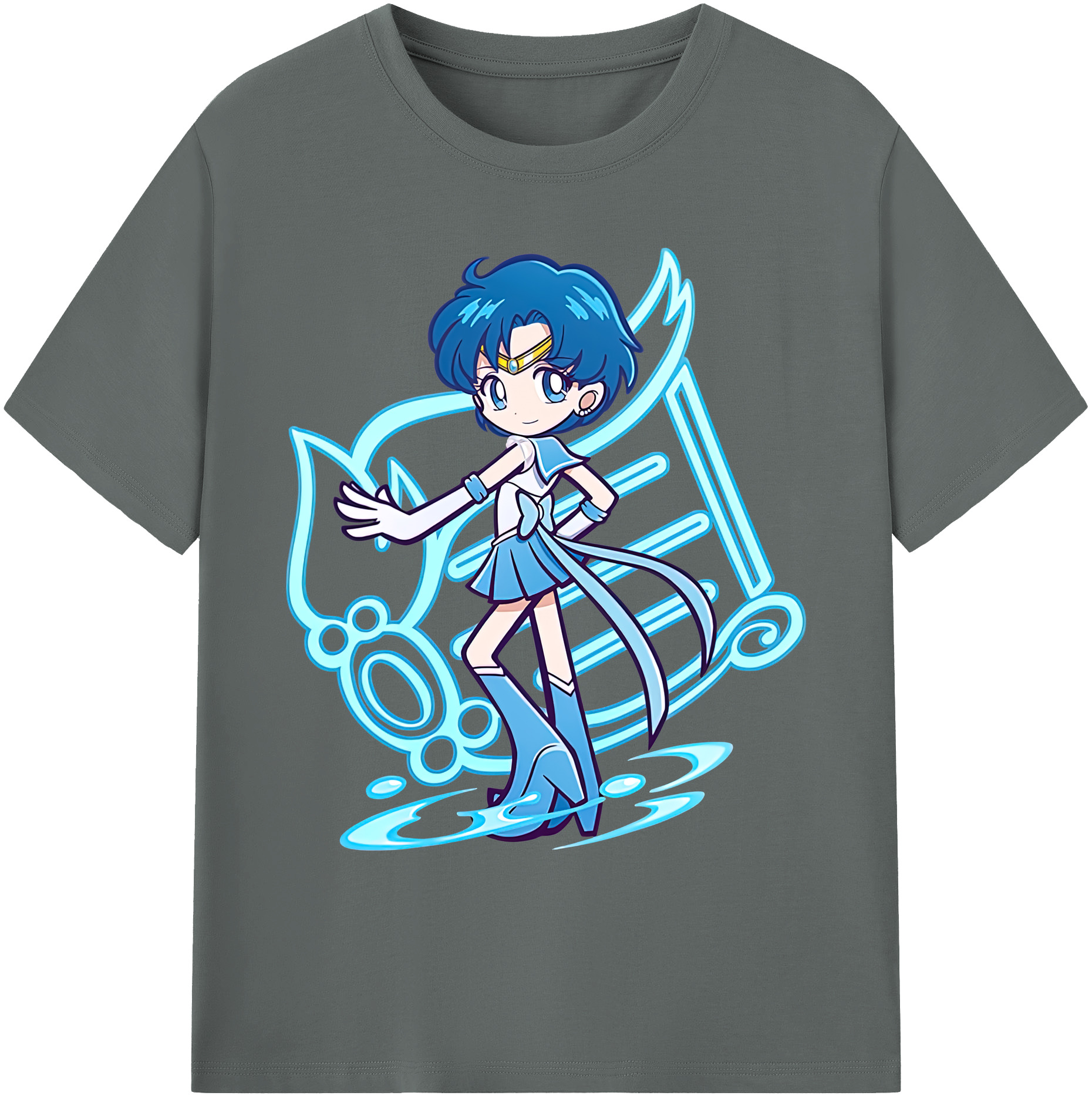 （画像用） 美少女戦士セーラームーン 水野 亜美 みずの あみ Sailor Moon Mizuno Ami 綿100％ メンズ半袖Tシャツ｜肌触りやわらか＆通気性